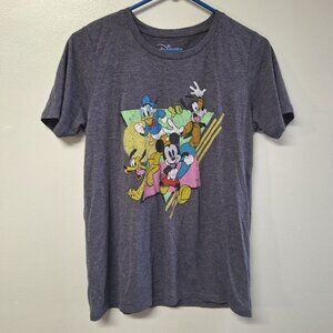 Disney Graphic Tee Shirt Thin Gray Boys Youth Large Mickey Goofy Donald Pluto